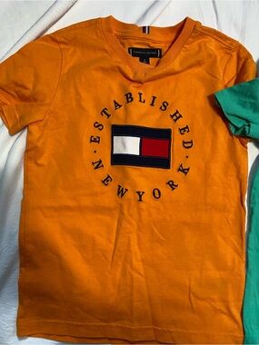 Tommy Hilfiger Bright Orange Crewneck with Navy Embroidery